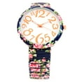 thumbnail image 4 of navy blue roses floral print large face easy to read stretch band extension women's watch, 4 of 5