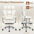thumbnail image 2 of COOLHUT Big and Tall Office Chair 500LBS Wide Seat Ergonomic Computer Desk Chair, PU Leather Executive Office Chair with Footrest, Adjustable Task Chair Lumbar Back Support 8 Hour, White, 2 of 14