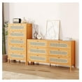thumbnail image 7 of Rattan 5 Drawer Dresser, 47" Tall Boho Chest of Drawers with Golden Handles, Wood Dresser for Bedroom, Entryway, Holds 300lbs, Oak Finish 15.7"D x 28.7"W x 47.2"H (5 Drawers), 7 of 7