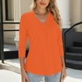 thumbnail image 6 of IROINNID Ladies Fashion Solid Color Basic Tshirt Quarter Sleeve V Neck Casual Comfortable Soft Stretch Daily Wear Blouse Tee Tops(Orange,2XL), 6 of 6