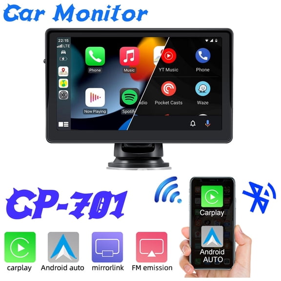 Polarlander 7" HD Double Din Car Stereo with CarPlay and Mirror Link