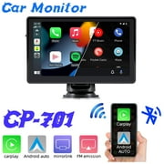 [2023 Newest] Polarlander Portable Wireless Apple Carplay & Android Auto with Steering Wheel Control, 7 inch IPS Touchscreen Car Stereo, Bluetooth Handsfree, WiFi, AirPlay, Dash Windshield Mounted