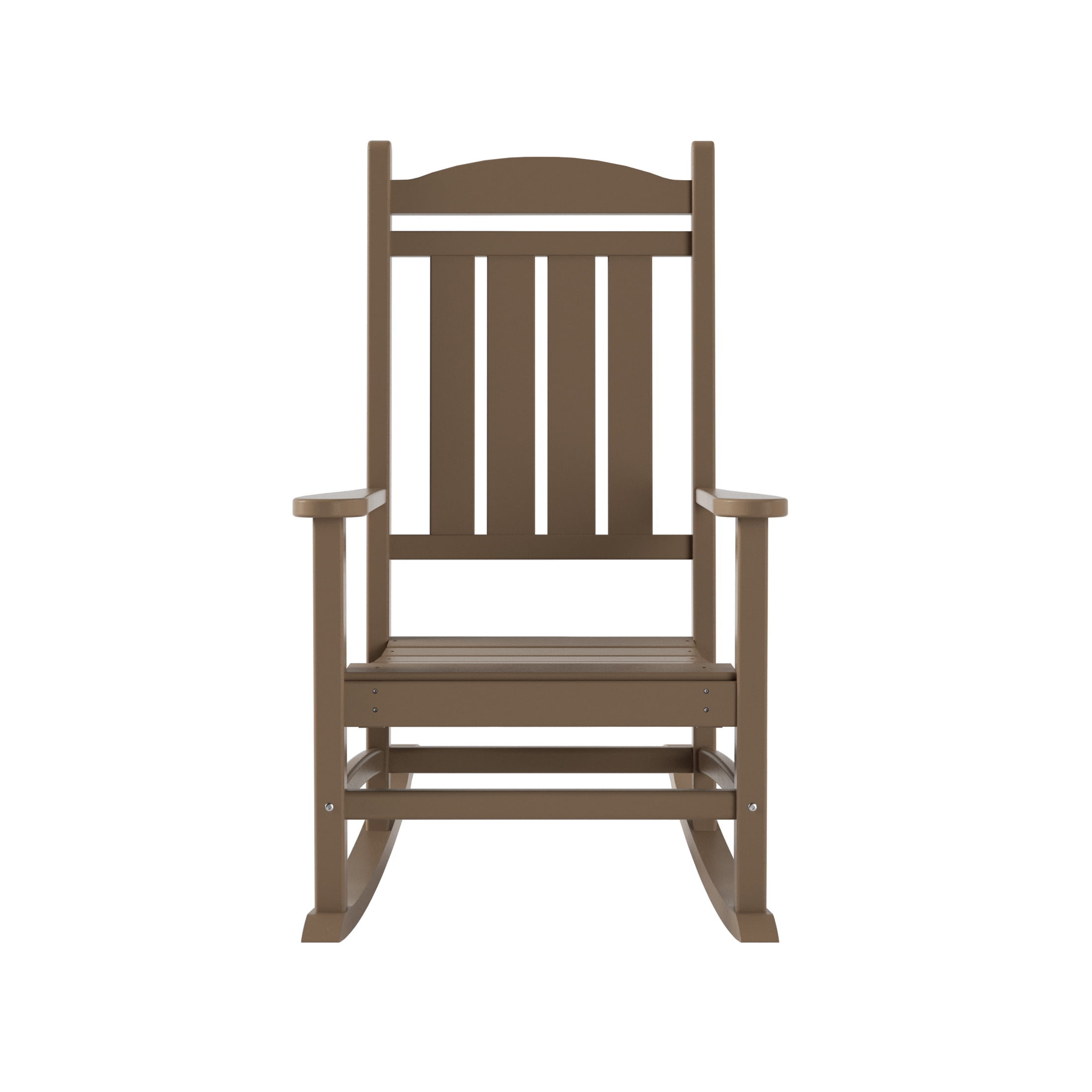 GARDEN 2-Piece Set Classic Plastic Porch Rocking Chair with Round Side Table Included, Weathered Wood