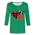 thumbnail image 4 of Women's 3/4 Length Sleeve Shirts Valentine's Day Crew Neck Tunics Cute Heart Print Tees Lightweight Fashion Tunic Tops Casual Trendy T-Shirt Lover Gift Holiday Outfits for Women, 4 of 5