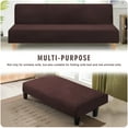 thumbnail image 4 of LiveGo Stretch Velvet Futon Cover Armless Sofa Covers Thick Sofa Bed Slipcover Protector, Dark Brown, 4 of 8