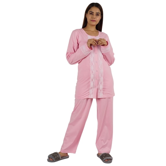 Moomaya Womens Solid 2 Pcs Nightwear Set Sleepwear Top & Pajama PJ NightSets