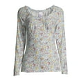 thumbnail image 6 of No Boundaries Juniors' Long Sleeve Floral Top with Face Mask, 6 of 6