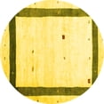 thumbnail image 1 of Ahgly Company Machine Washable Indoor Round Solid Yellow Modern Area Rugs, 7' Round, 1 of 4