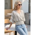 thumbnail image 5 of DARING DIVA Women's V Neck Chiffon Smocked Batwing Blouses S Apricot, 5 of 8