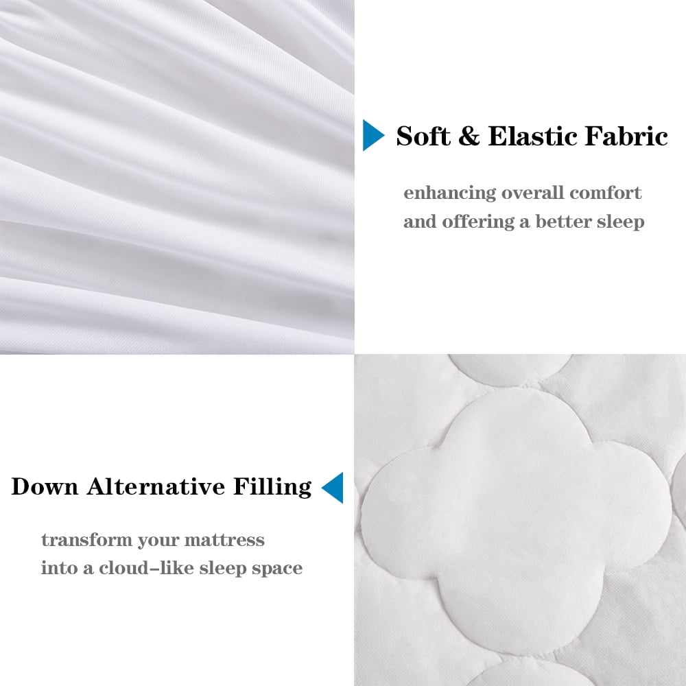 HIG White Quilted Fitted Mattress Pad, Elastic Fitted Mattress Cover Protector with Deep Pocket Fits 8-21 inch Mattress,Soft Breathable Down Alternative Bed Protector, 60x80 Inches
