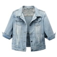 thumbnail image 1 of WEAIXIMIUNG Women's Heated Jacket Womens Denim Jackets Distressed Ripped Long Sleeve Jean Jacket Coats, 1 of 9