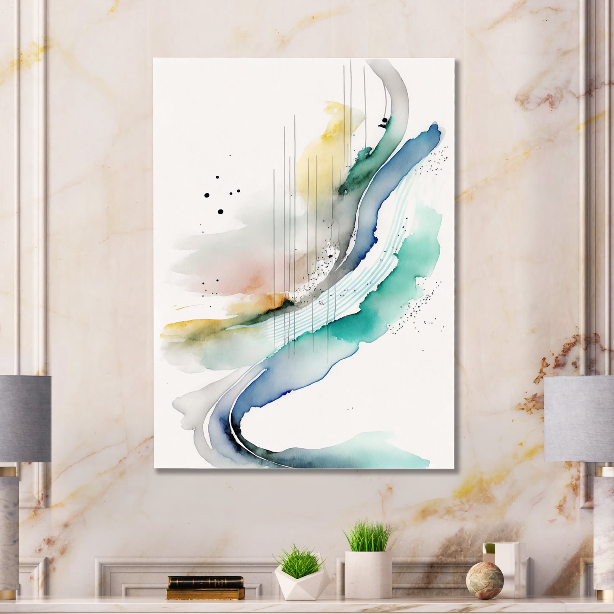 Designart Vibrant Watercolor Movement III Canvas Wall Art