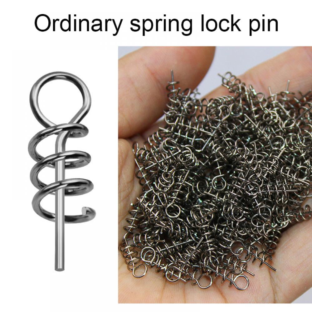 100pcs Metal Spring Pin Twist Lock Fishing Hook Centering Pin for Soft Lure Worm 