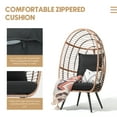 thumbnail image 4 of Wicker Rattan Egg Chair, Rest Chair with UV Resistant Cushions and Pillow, Lounging Chair for Indoor Outdoor Bedroom Patio Garden (Black), 4 of 7