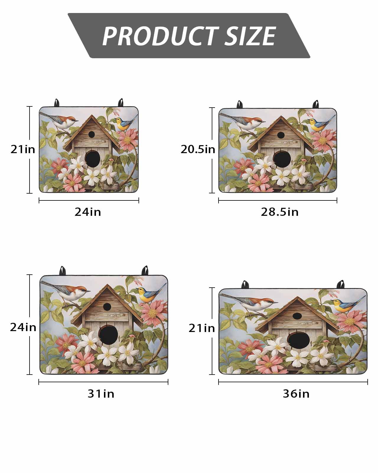 Stove Top Covers for Electric Stove, Birdhouse Vintage Glass Stovetop Cover Protector, Spring Floral Birds Botanical Induction Cooktop Protector Oven Mat for Kitchen Countertop 24"x21"