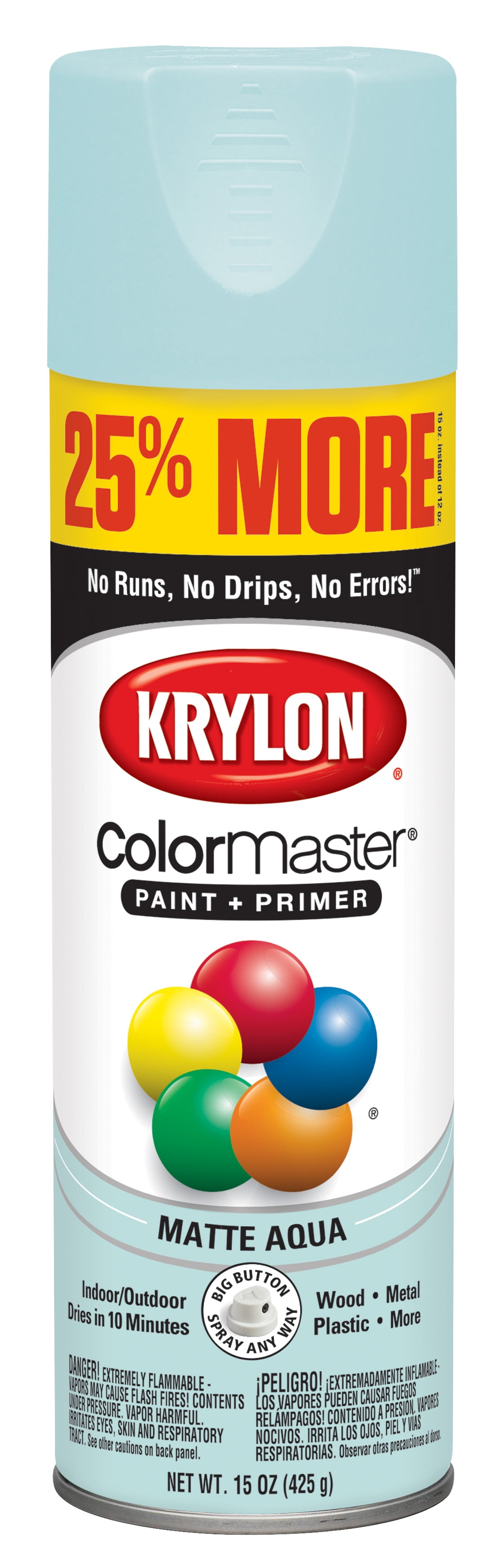 Krylon® ColorMaster Paint + Primer Matte Aqua, 15Oz