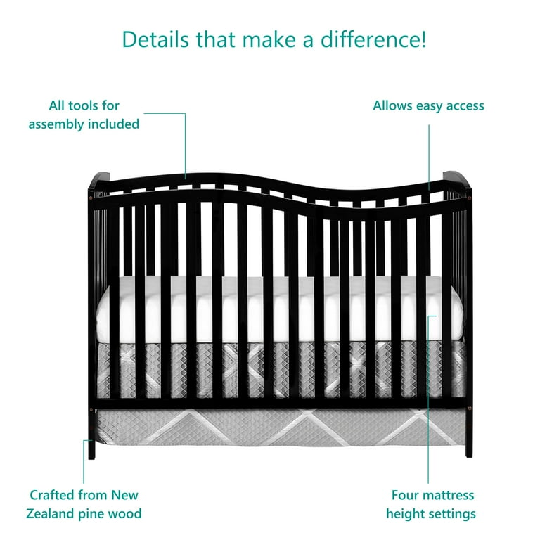 Dream On Me Chelsea 5 in 1 Convertible Crib JPMA Certified Black
