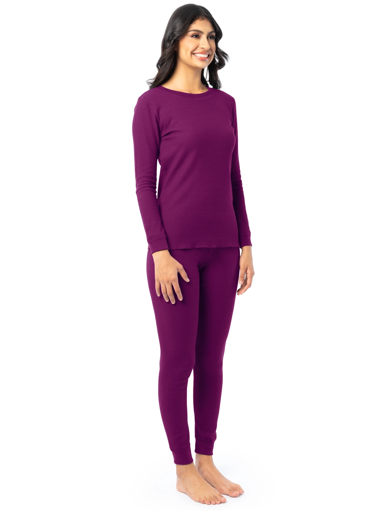 Fruit of the Loom Women's Recycled Waffle Thermal Top & Bottom Set, Sizes XS-4XL