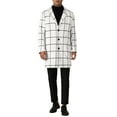 thumbnail image 2 of INSPIRE CHIC Plaid Trench Coat for Men's Color Block Single Breasted Winter Checked Overcoat, 2 of 5