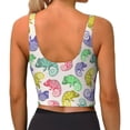 thumbnail image 4 of Uemuo Colorful Pattern With Cute Chameleons Pattern Women's Sports Bra - High Impact Support, Breathable, and Comfortable Athletic Bra for Running, Yoga, and Workouts, 4 of 9