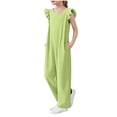 thumbnail image 2 of Delliss Girls Jumpsuits Ruffle Sleeveless Strap Casual Loose Overalls One Piece Wide Leg Pants Rompers 5-15 Years, 2 of 8