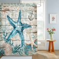 thumbnail image 4 of Shower Curtains for Bathroom, Teal Starfish Coastal Waterproof Fabric Shower Curtain, Summer Beach Nautical Retro Decorative Bathroom Curtain for Bathtub, 36"x72", No Hooks Included, 4 of 9