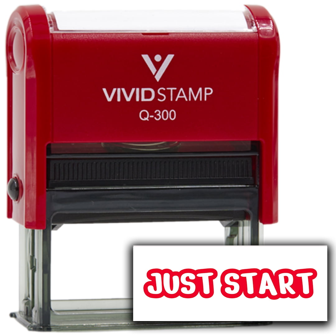(3 pack) All Quality Just Start Self-Inking Rubber Stamp | Agenda Planning Stamps (Red Ink) - Q-300
