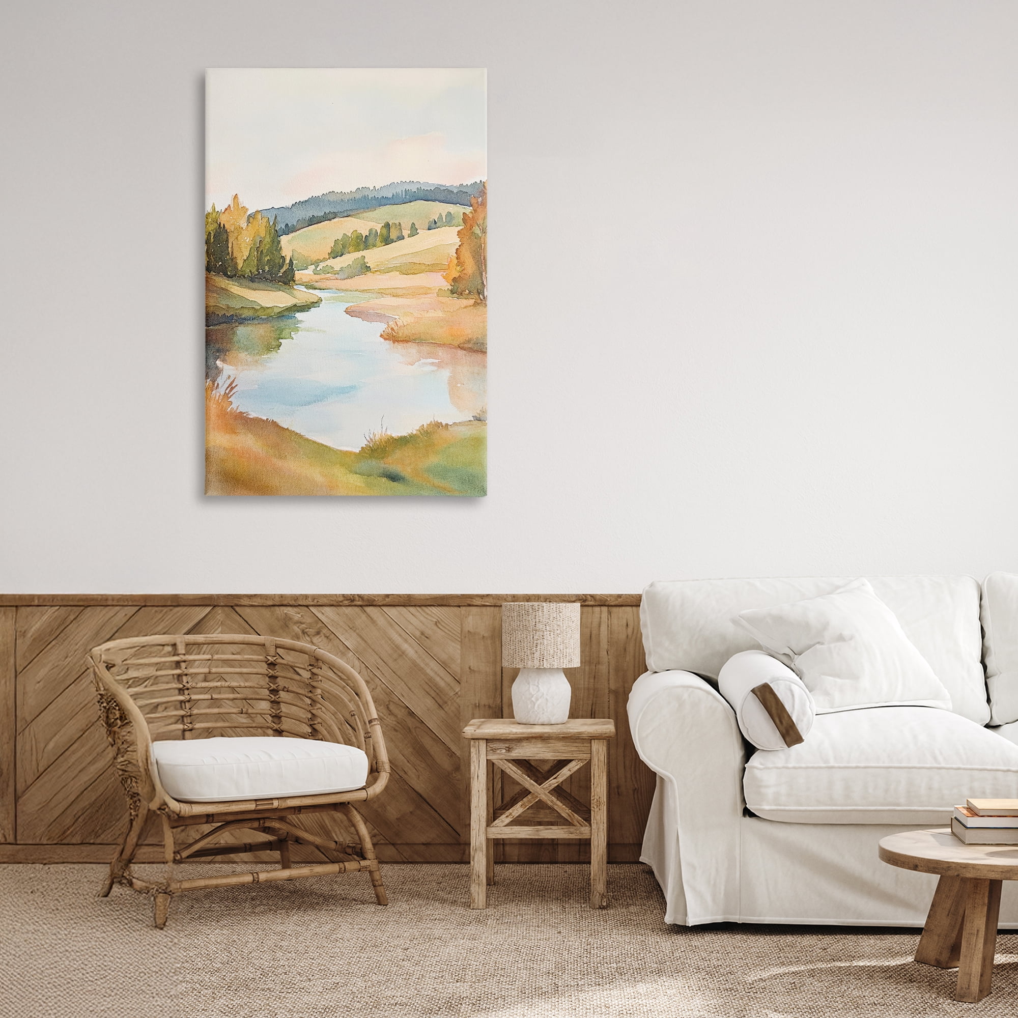 Stupell Industries Serene Watercolor Lake Escape Canvas Wall Art, design by Petal Prints Design