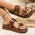 thumbnail image 6 of THDHVS Beach Sandals for Woman,Womens Sandals,Women's Fashion Casual Metal Spring and Summer Thick-Soled Beach Sandals Brown 6.5, 6 of 6