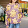 thumbnail image 2 of YunPes Unisex Kids Hoodie Boys Girls Waffle Textured Sweatshirt Cute Ghost Print Long Sleeve Hooded Pullover Spring Fall Clothes, 2 of 7