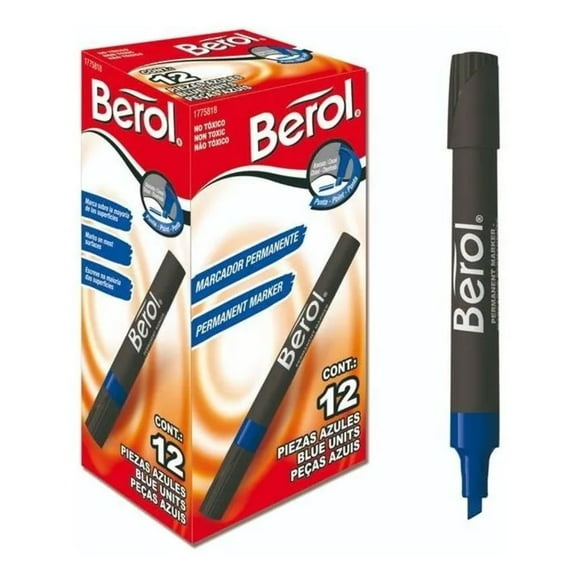 Marcador Permanente Berol Azul 12 pzas Berol Unisex