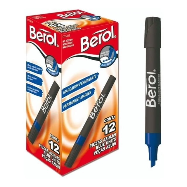 Marcador Permanente Berol Azul 12 pzas Berol Unisex