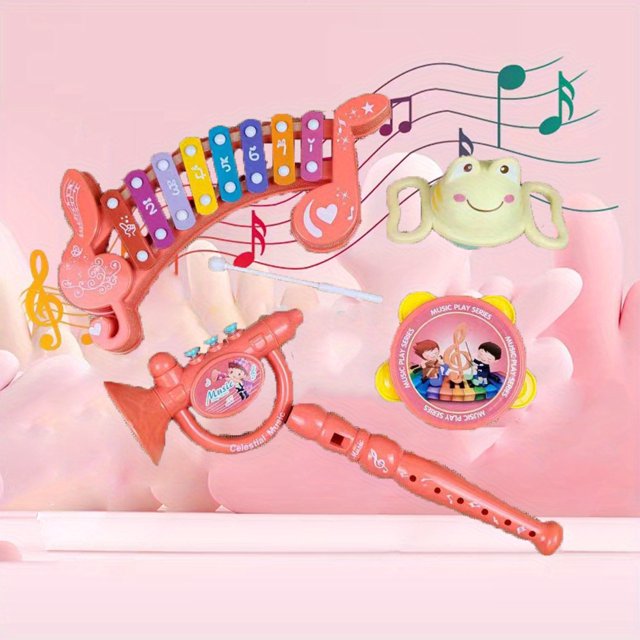 Ensemble d'Instruments de Musique, Cinq en un, Instruments de Musique Multifonctionnels, Jouets Éducatifs