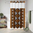 thumbnail image 6 of No Hook Shower Curtain, Yellow Beige Boho Shower Curtains for Bathroom with See Through Top Window, Geometric Vintage Abstract Art Ethnic Waterproof & Washable Bath Curtain Stand Up Stall 36"x72", 6 of 9
