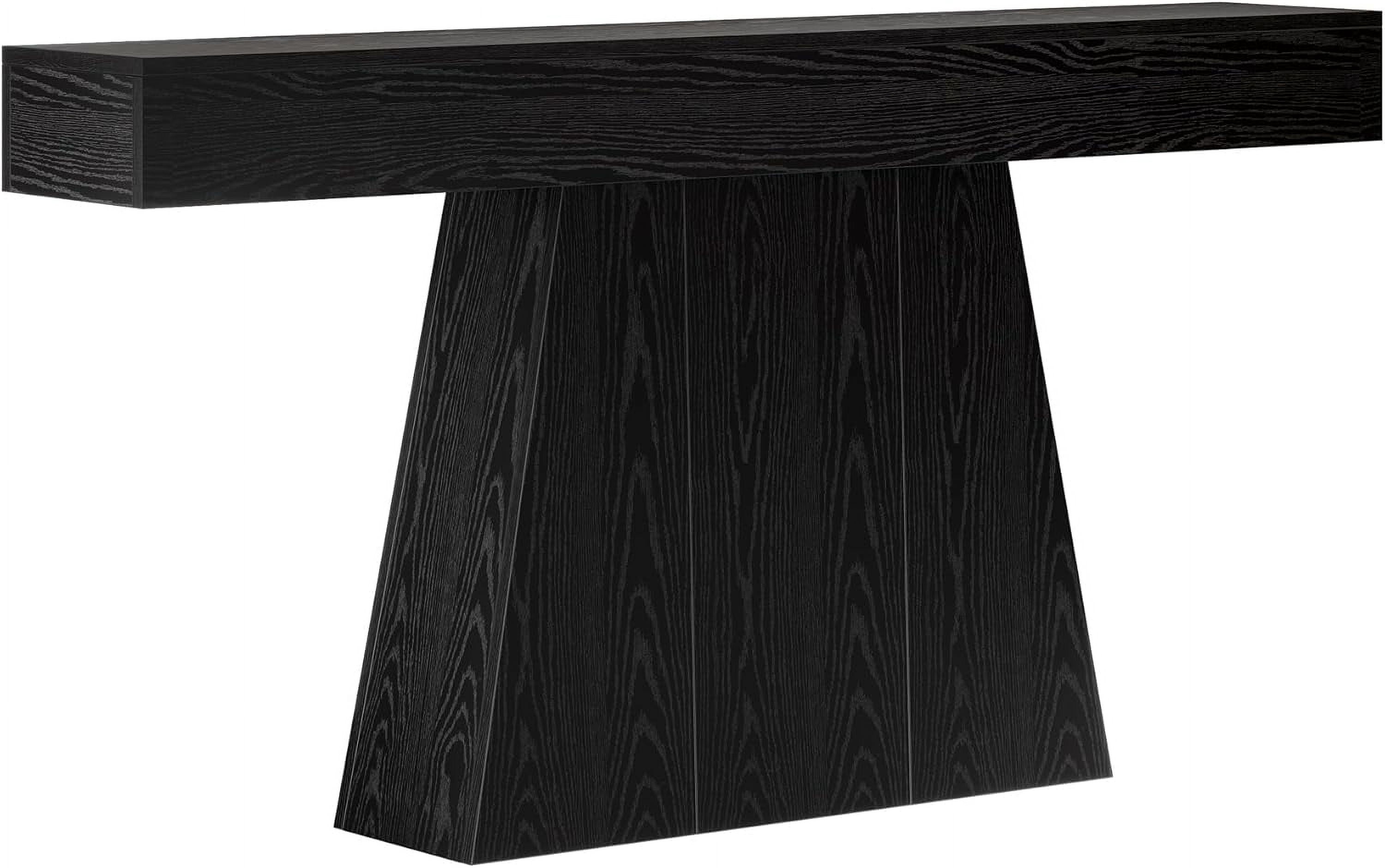 Tribesigns 63" Black Console Table, Farmhouse Entryway Table with Trapezoidal Base for Living Room