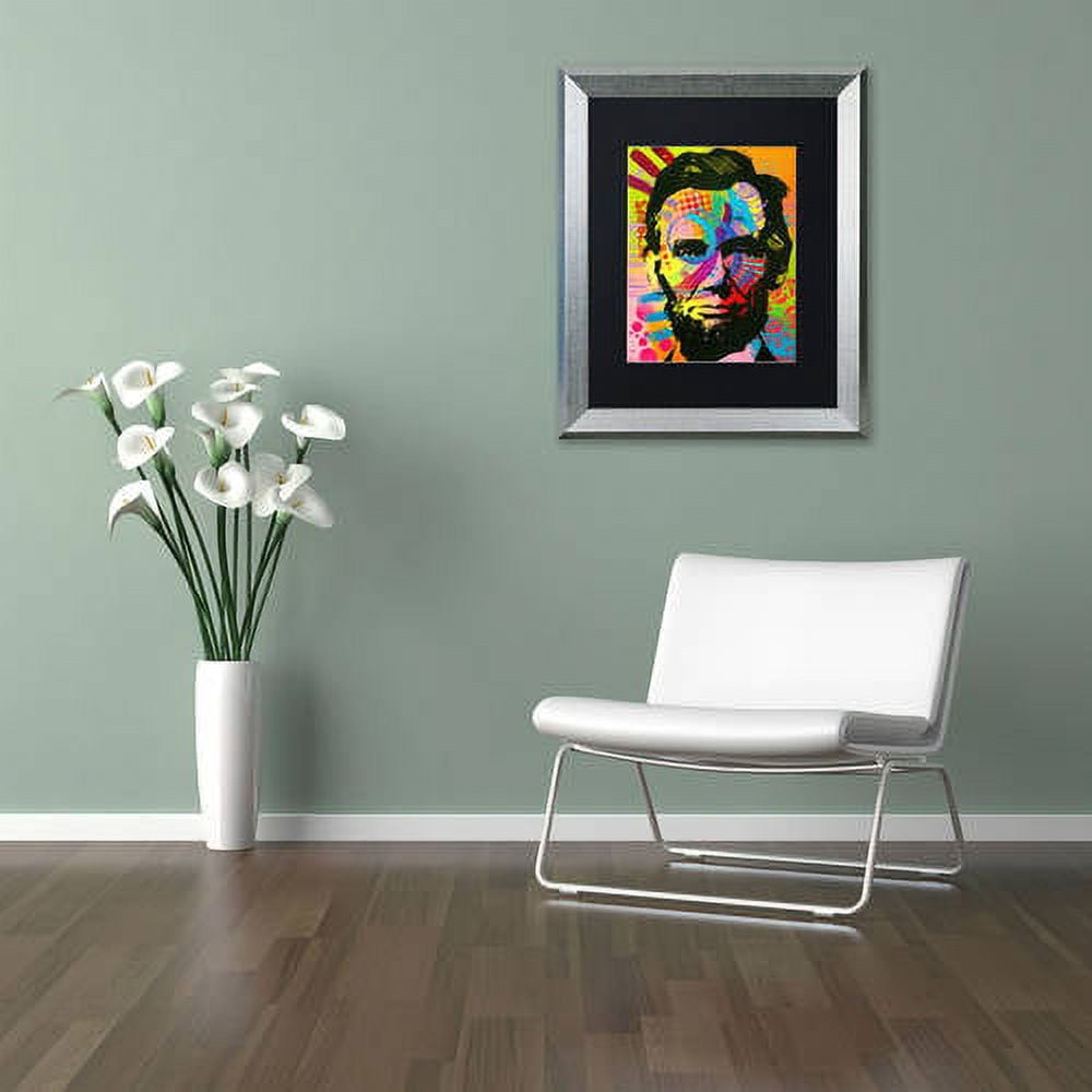 Trademark Fine Art "Abraham Lincoln II" Canvas Art by Dean Russo, Black Matte, Silver Frame