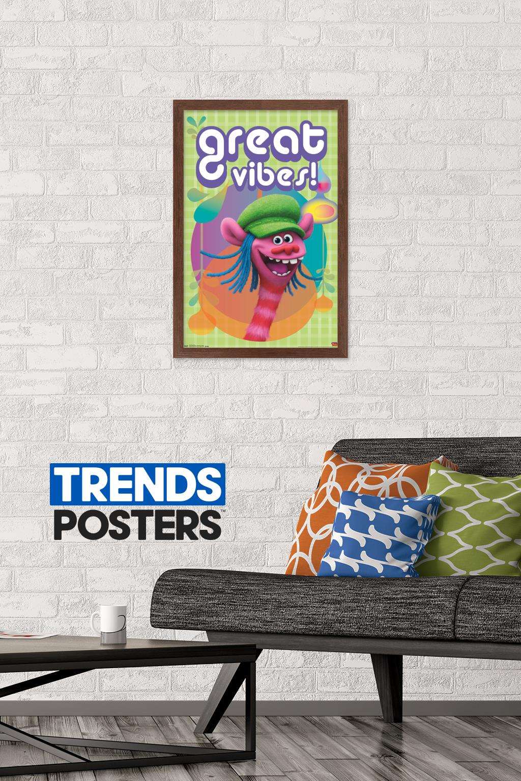 DreamWorks Trolls - Vibes Wall Poster, 14.725" x 22.375", Framed