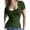 Army Green, variant on Women'S Short Sleeve Crop Top Square Neck Going Out Tops Ribbed Knit Lace Patchwork T Shirts Brown L