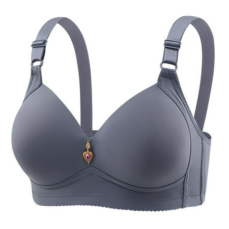 Mrasaso Big Discount! Workout Tops for Women Women Polyester Bras Women s Gathering Breathable Wireless Underwear Comfortable & Supportive(1pc Bra) Gray|S