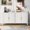 White-4 doors, variant on DRNANLIT 61.1" Sideboard Storage Cabinet with 4 Wavy Slatted Doors, for Living Room Dining Room Kitchen Entryway,Black