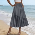 thumbnail image 7 of Purcolt Women High Waisted Knee-Length Skirt Solid Color Casual Skirts A-Line Elastic Waist Skirt, 7 of 7