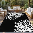 thumbnail image 2 of Coral Black Outdoor Rug 5x8 Ft - Reversible Patio Rug Outdoor Camping Rugs, Coastal White Ocean Marine Nautical Beach Washable Indoor Outdoor Area Rugs, Non-Slip Outdoor Carpet Runner for Deck/Porch, 2 of 8