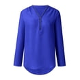 thumbnail image 3 of WTXUE Blouses for Women Button Women LadiesLoose Shirt Chiffon Zipper s Plus Size Tops Long Sleeve Plus Size Tops for Women, Blue Small, 3 of 8
