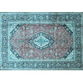 thumbnail image 1 of Ahgly Company Indoor Rectangle Medallion Light Blue Traditional Area Rugs, 4' x 6', 1 of 4