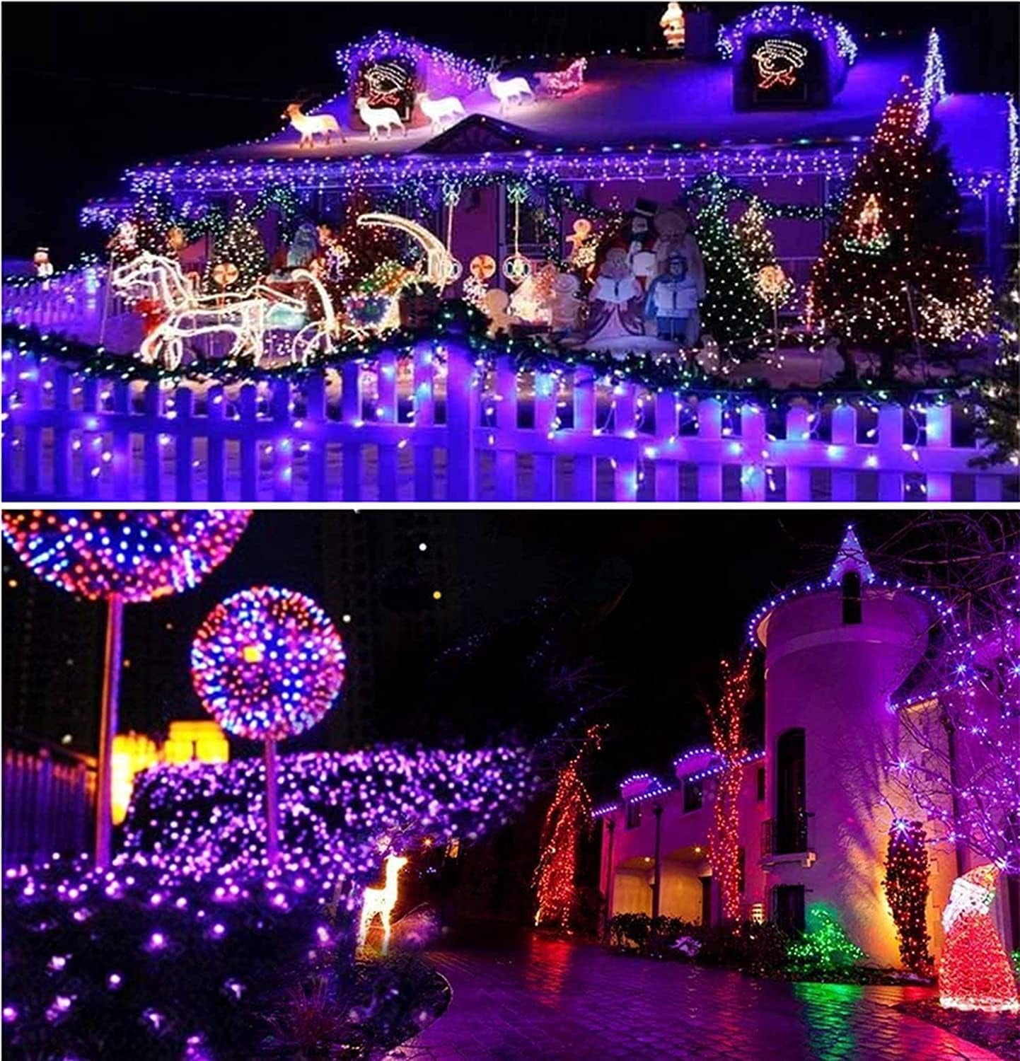 Huiyi Solar Christmas Light String, 12m 100LED Outdoor Light String 8 Modes Waterproof Solar String Lights for Trees Patio Fence Party Christmas Decor