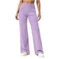 thumbnail image 2 of Ovbmpzd Purple Yoga Pants Womens Petite Ladies Wide-Leg Leggings High Waist Casual Long Leggings,M, 2 of 6