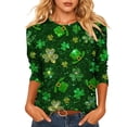 thumbnail image 2 of Uootdi St Patricks Day 3/4 Sleeve Shirt for Women Plus Size Funny Cute Saints Patrick's Tops Irish Shamrocks Printed Outfit Gift, 2 of 6