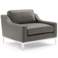 thumbnail image 3 of Modway Harness Stainless Steel Base Leather Armchair Set of 2 in Gray, 3 of 4