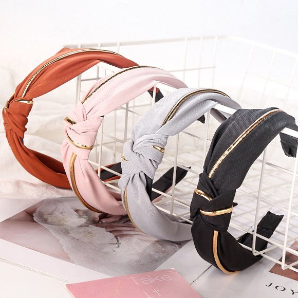 Fashion Headbands For Women, Bow Knotted Vintage Wide Cut Black Top Cross Head Bands For Girls Hair Accessories 4Pcs