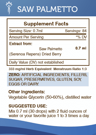 Secrets Of The Tribe Saw Palmetto Tincture Dietary Supplement, Natural Herbal Extract for Urinary Tract Support, Saw Palmetto (Serenoa repens) Dried Berry, Alcohol-Free Extract, Drops 2 oz
